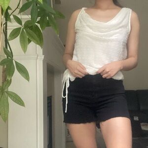 ROBBI & NIKKI White Dot Cowlneck Sleeveless Blouse